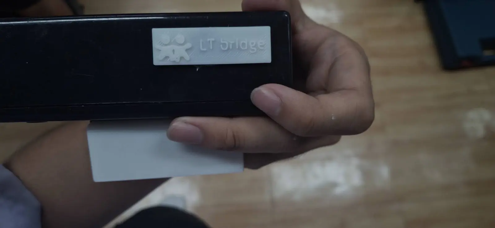 Rear view of the prototype showing its Project Little Bridge label
